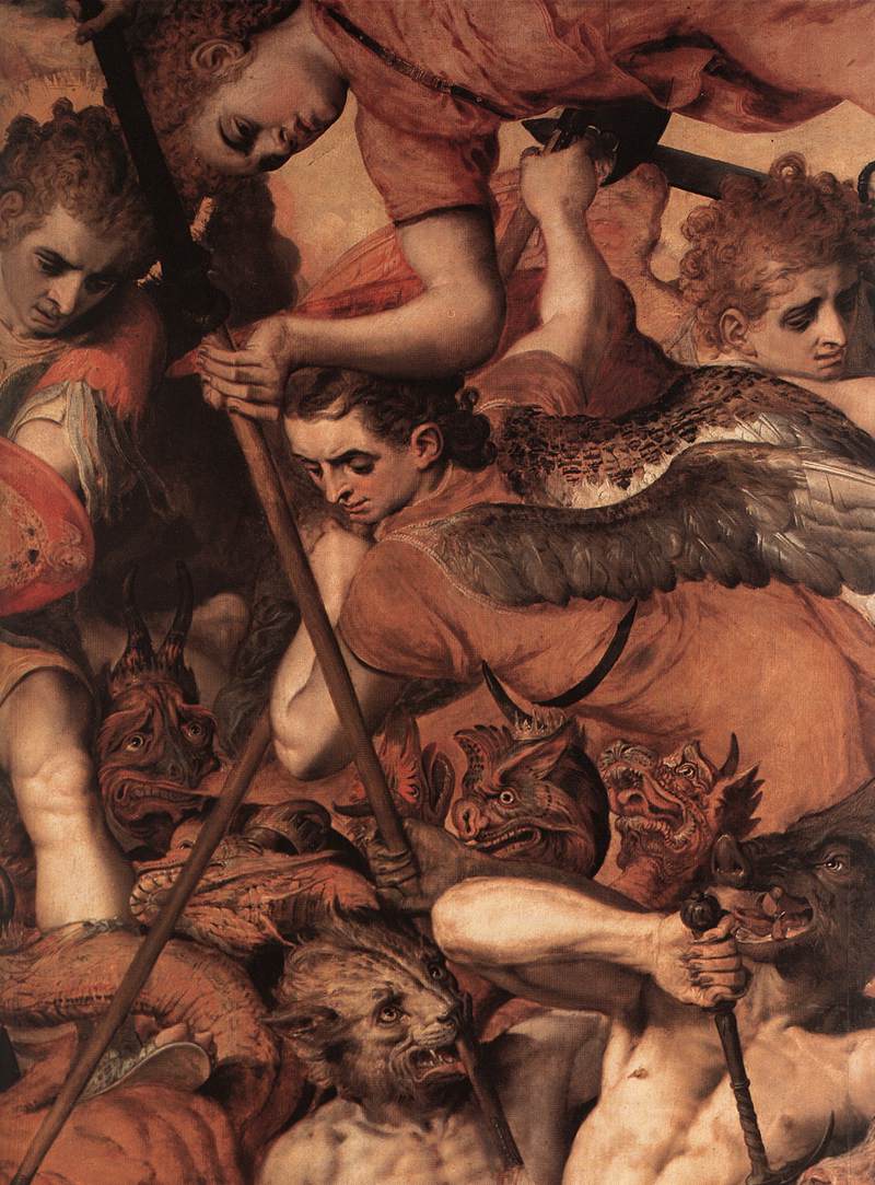 FLORIS, Frans The Fall of the Rebellious Angels (detail) dg